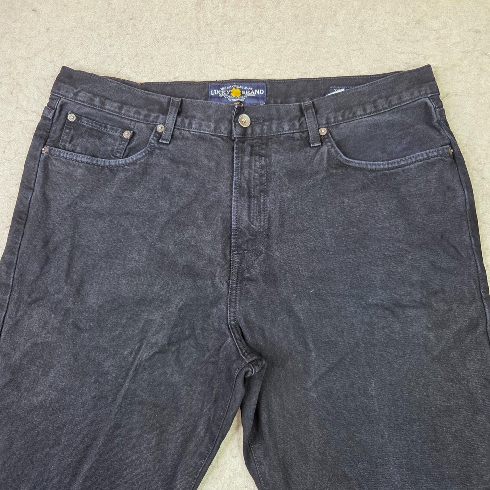 Lucky Brand 329 Classic Straight Jeans Mens 38x28 Black Stretch Denim - Picture 2 of 15